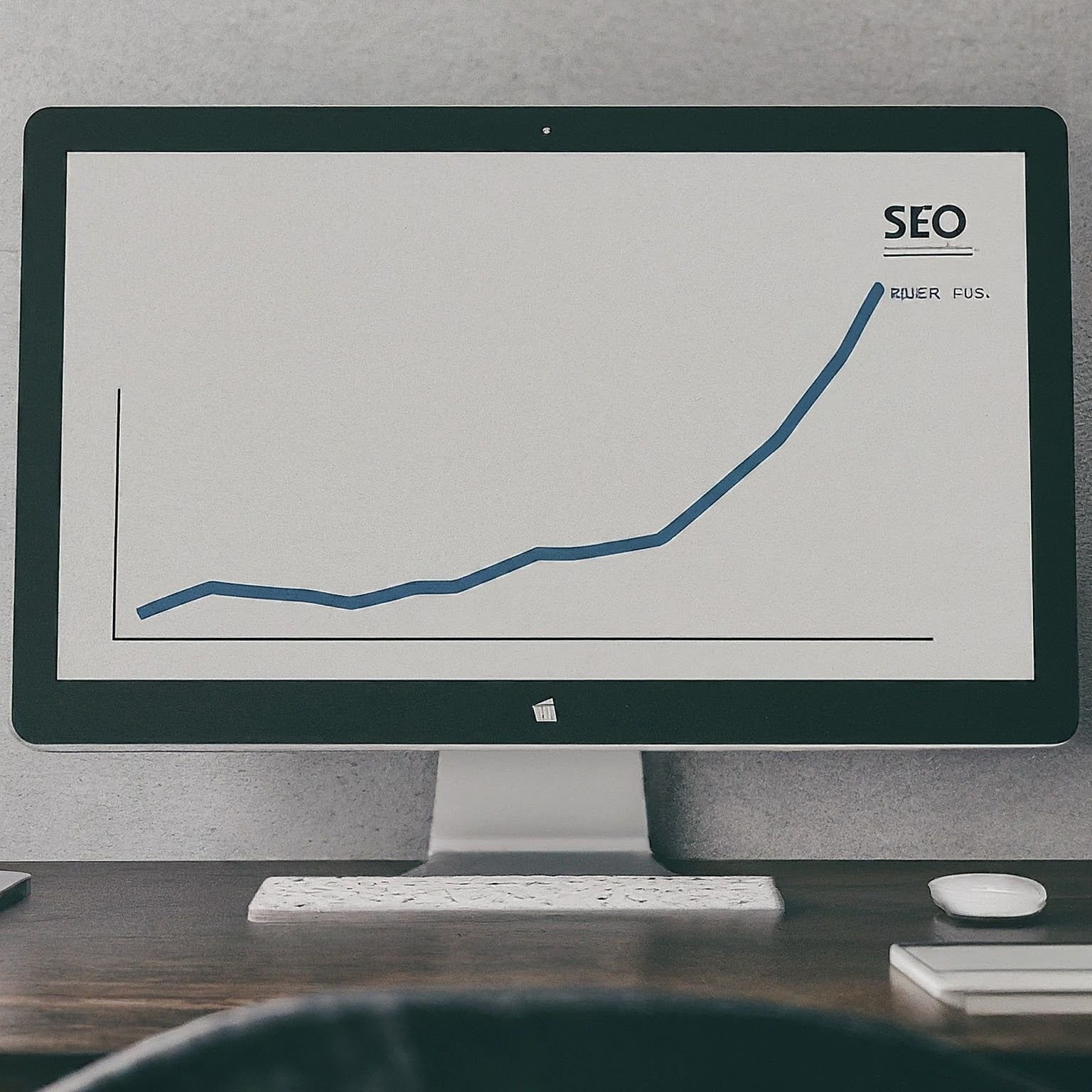 Line graph titled 'SEO Traffic Growth' shows a steady upward trend, illustrating increased website traffic from search engine optimization efforts.