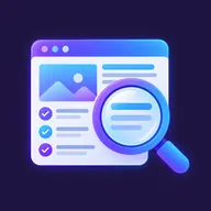 Website page being reviewed with a magnifying glass